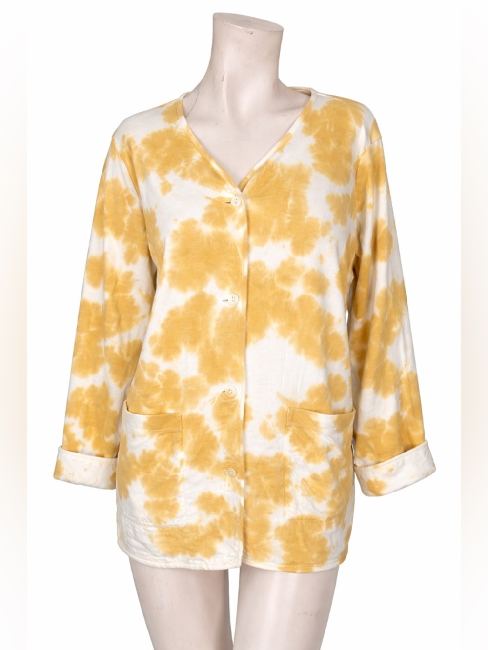 Pure JillTie Dye Large Cotton Button Front Boho jacket Casual L quilted j Jill
